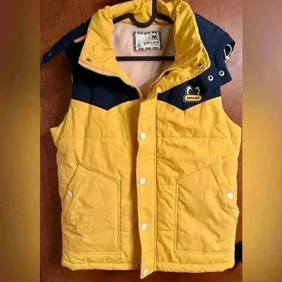 Pancoat Vest Unisex blue yellow puffer vest - Picture 1 of 4